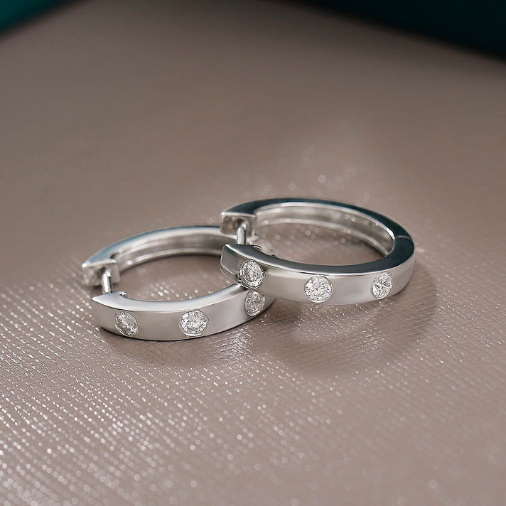 LUXURIANT Lab Grown Diamond Hoop Earrings in Rhodium Overlay Sterling Silver (SI G/H) 8063872 2