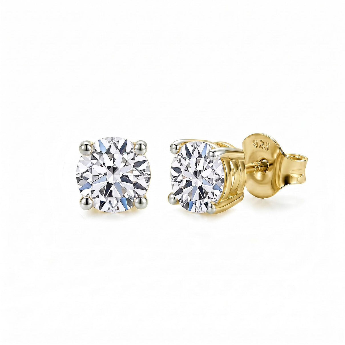 LUXURIANT Lab Grown Diamond Solitaire Stud Earrings in 18K Vermeil Yellow Gold Over Sterling Silver 8068204 0