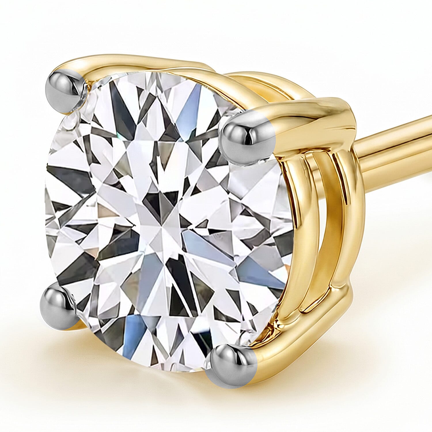 LUXURIANT Lab Grown Diamond Solitaire Stud Earrings in 18K Vermeil Yellow Gold Over Sterling Silver 8068204 3