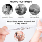 Round Magnetic Lock (8mm) with Lobster Clasp (11mm) in Rhodium Overlay Sterling Silver