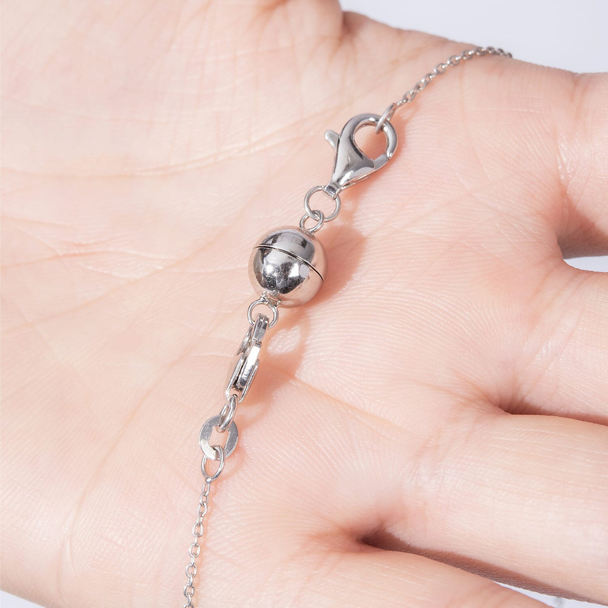 Round Magnetic Lock (8mm) with Lobster Clasp (11mm) in Rhodium Overlay Sterling Silver V32354266 7