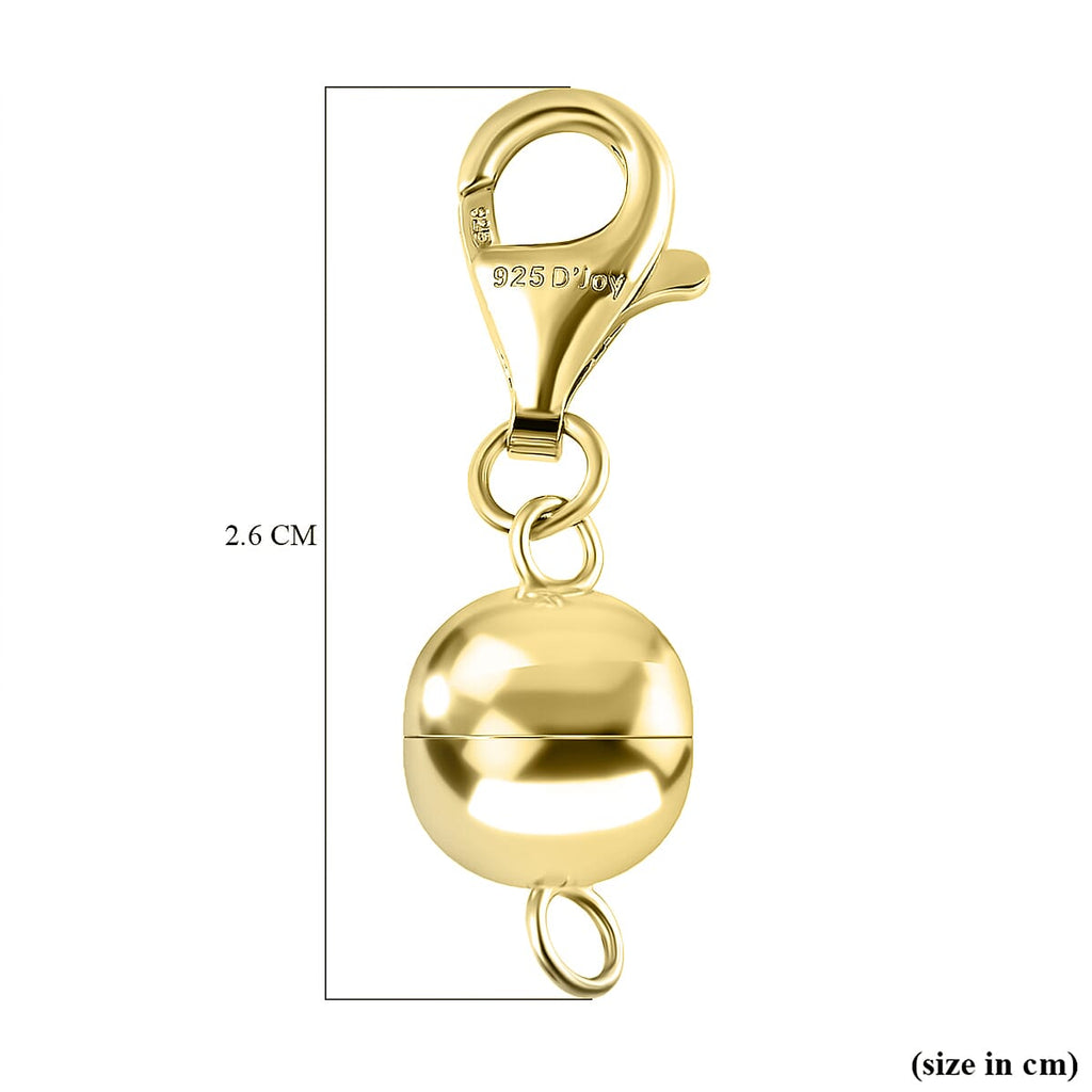 Round Magnetic Lock (8mm) with Lobster Clasp (11mm) in Rhodium Overlay Sterling Silver