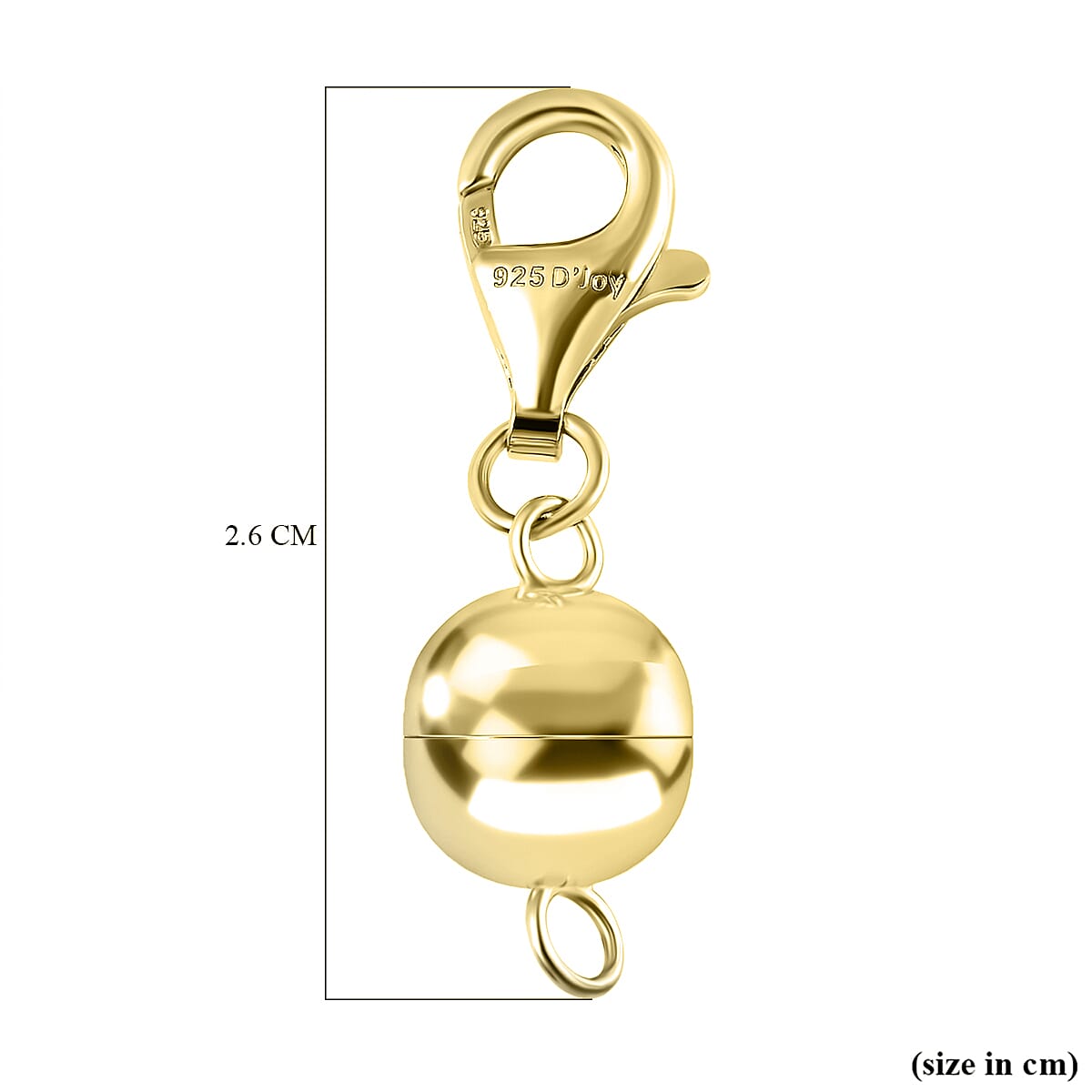 Round Magnetic Lock (8mm) with Lobster Clasp (11mm) in Yellow Gold Plated Sterling Silver V32351756 10