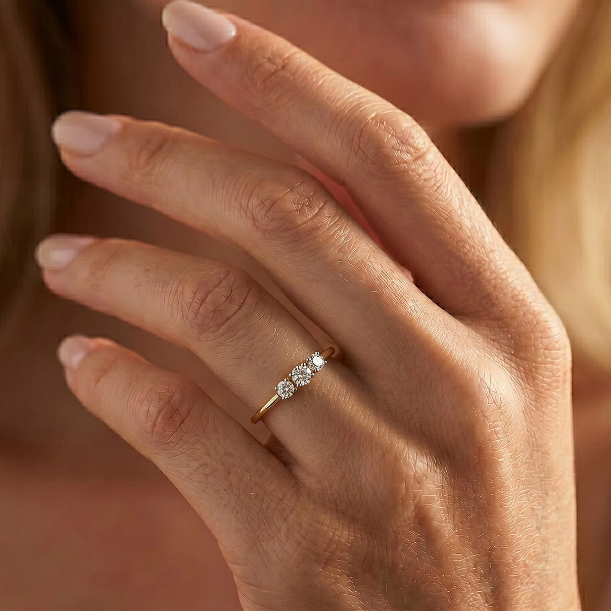 LUXURIANT 0.5 Ct. Lab Grown Diamond Trilogy Ring in Vermeil Yellow Gold Plated Sterling Silver (SI/GH) 8079755 2