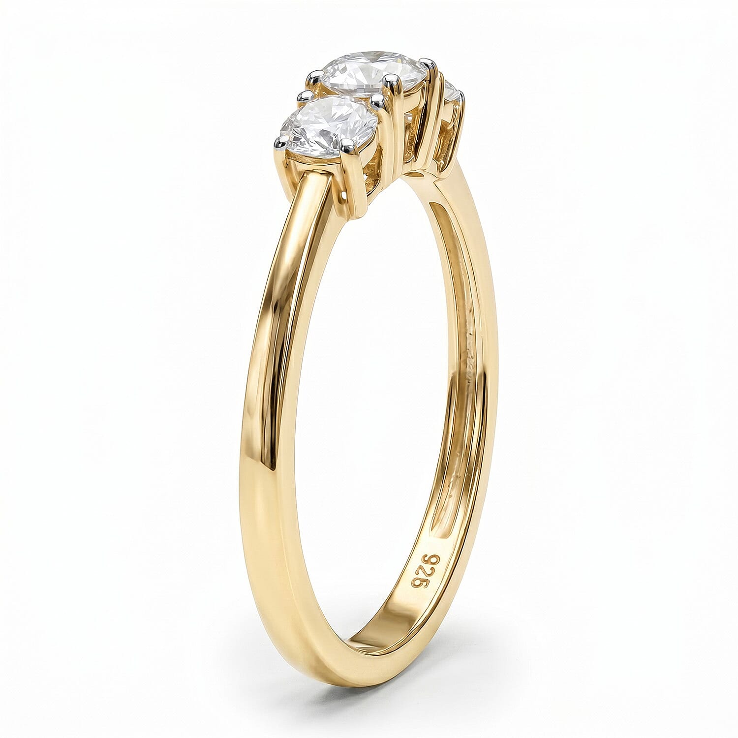 LUXURIANT 0.5 Ct. Lab Grown Diamond Trilogy Ring in Vermeil Yellow Gold Plated Sterling Silver (SI/GH) 8079755 5