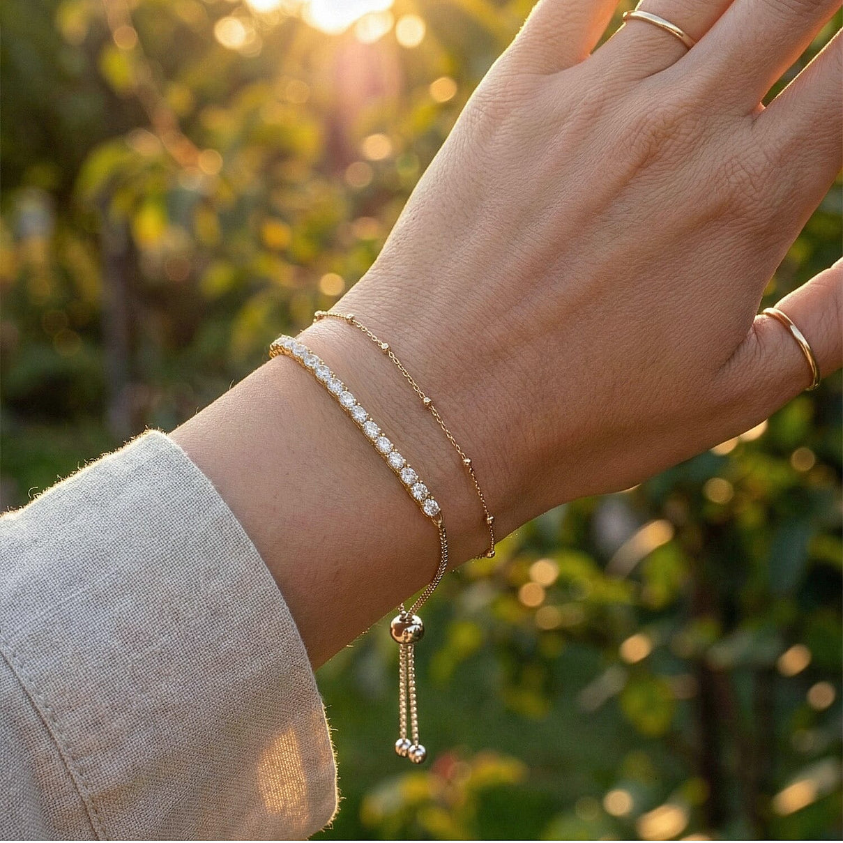 LUXURIANT 1 Ct. Lab Grown Diamond Chain Bracelet in 18K Vermeil Yellow Gold Plated Sterling Silver (SI/GH) (Up to 10.5 Inch) 8082326 4