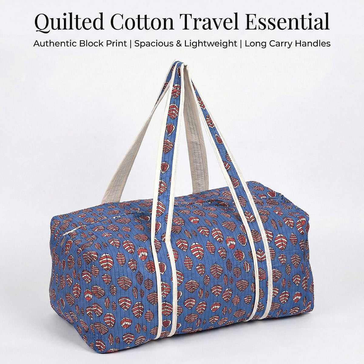 Cotton Quilted Travel Bag with Zipper Closure V32539235 2