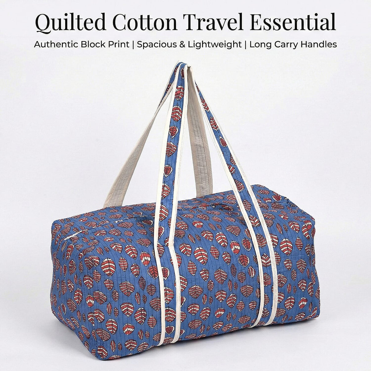 Cotton Quilted Travel Bag with Zipper Closure V32358178 2