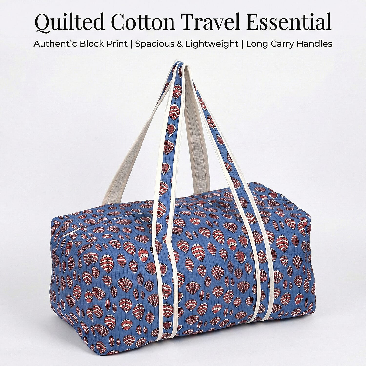 Cotton Quilted Travel Bag with Zipper Closure V32358178 2