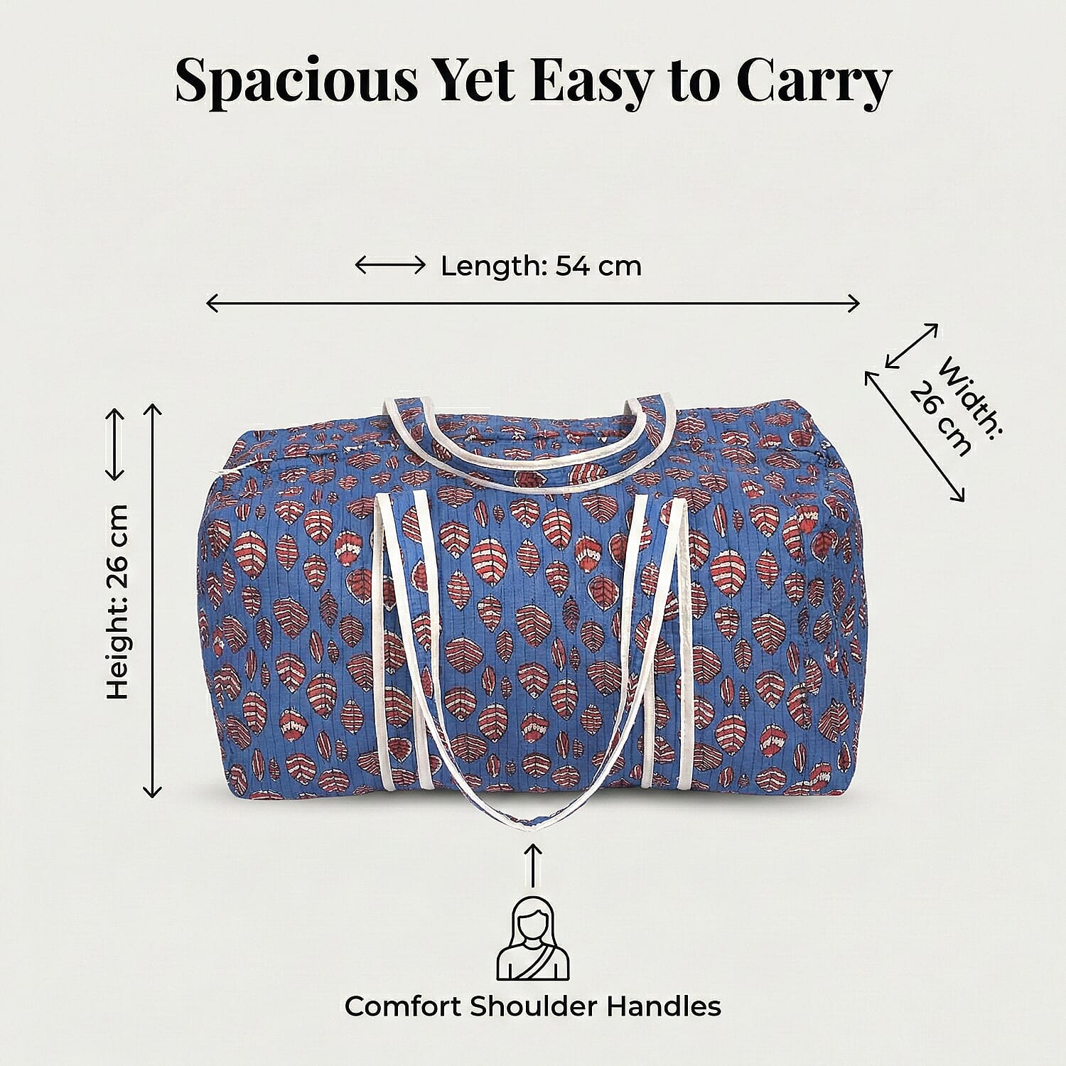 Cotton Quilted Travel Bag with Zipper Closure V32539235 4