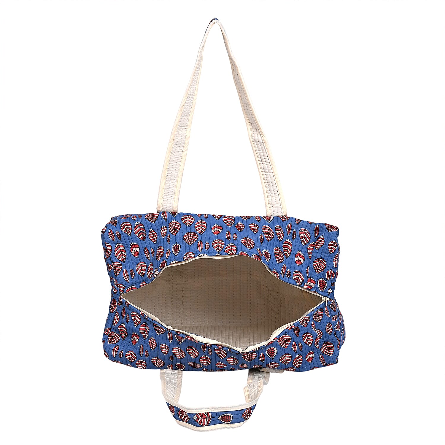 Cotton Quilted Travel Bag with Zipper Closure V32539235 8