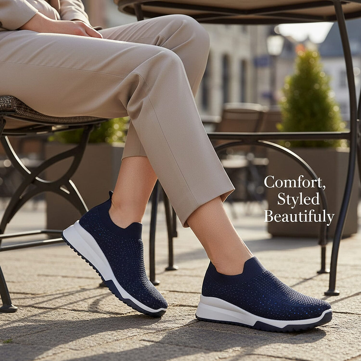Urban Jacks Women's Casual Slip-On Trainers with Memory Foam - Diamond Detail 8094757 1