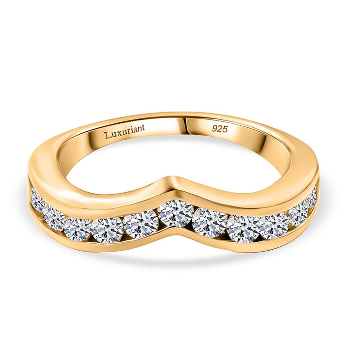 LUXURIANT 1 Ct. Lab Grown Diamond Wishbone Ring in 18K Vermeil Yellow Gold Plated Sterling Silver (SI G/H) 8099340 1