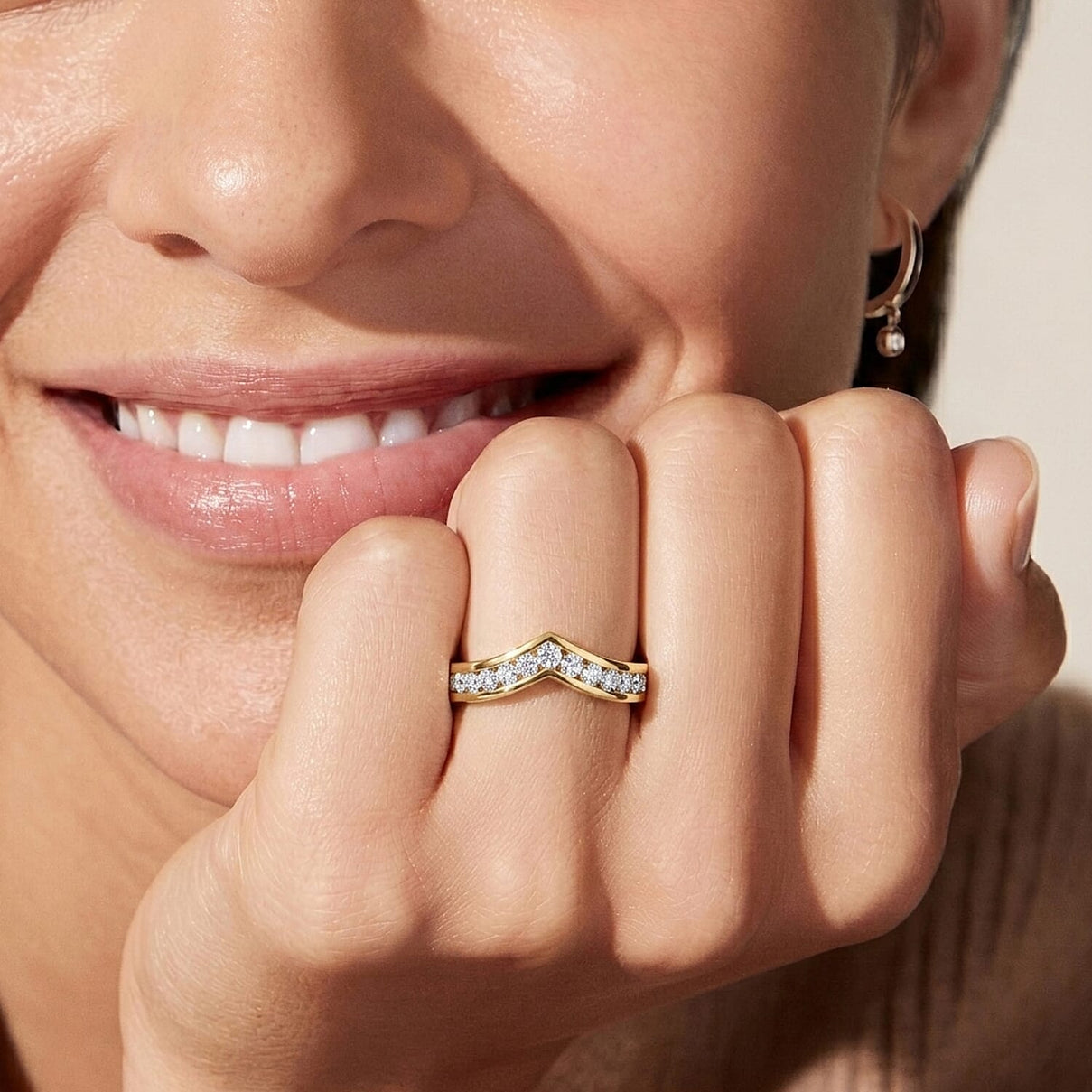 LUXURIANT 1 Ct. Lab Grown Diamond Wishbone Ring in 18K Vermeil Yellow Gold Plated Sterling Silver (SI G/H) 8099340 2