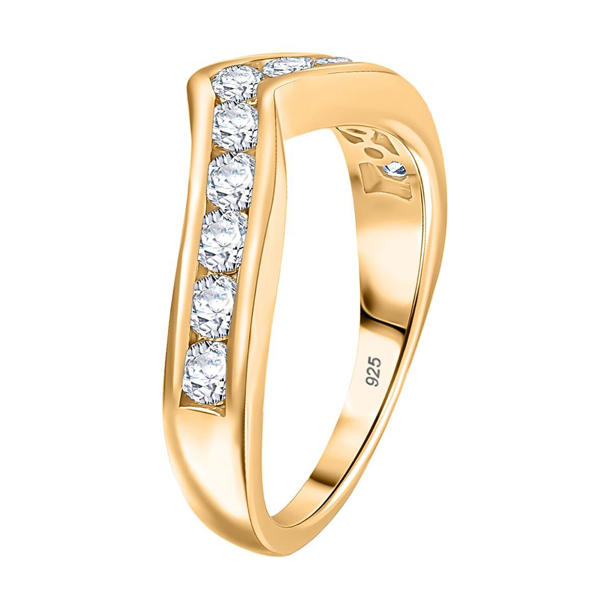 LUXURIANT 1 Ct. Lab Grown Diamond Wishbone Ring in 18K Vermeil Yellow Gold Plated Sterling Silver (SI G/H) 8099340 6