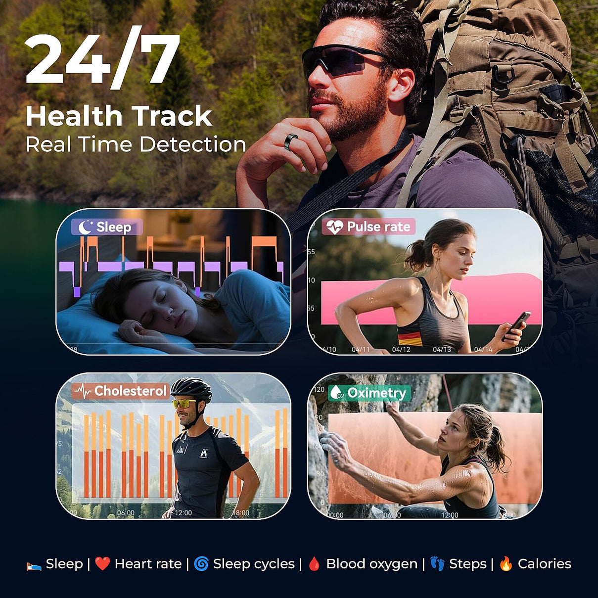 Soul Smart V1 Stainless Steel Smart Ring â€“ Black Tone, IP68 Waterproof, Health &amp; Fitness Tracker with Heart Rate, Sleep &amp; Activity Monitoring, 7-10 Days Battery, Compatible with iOS and Android devices V32518042 3