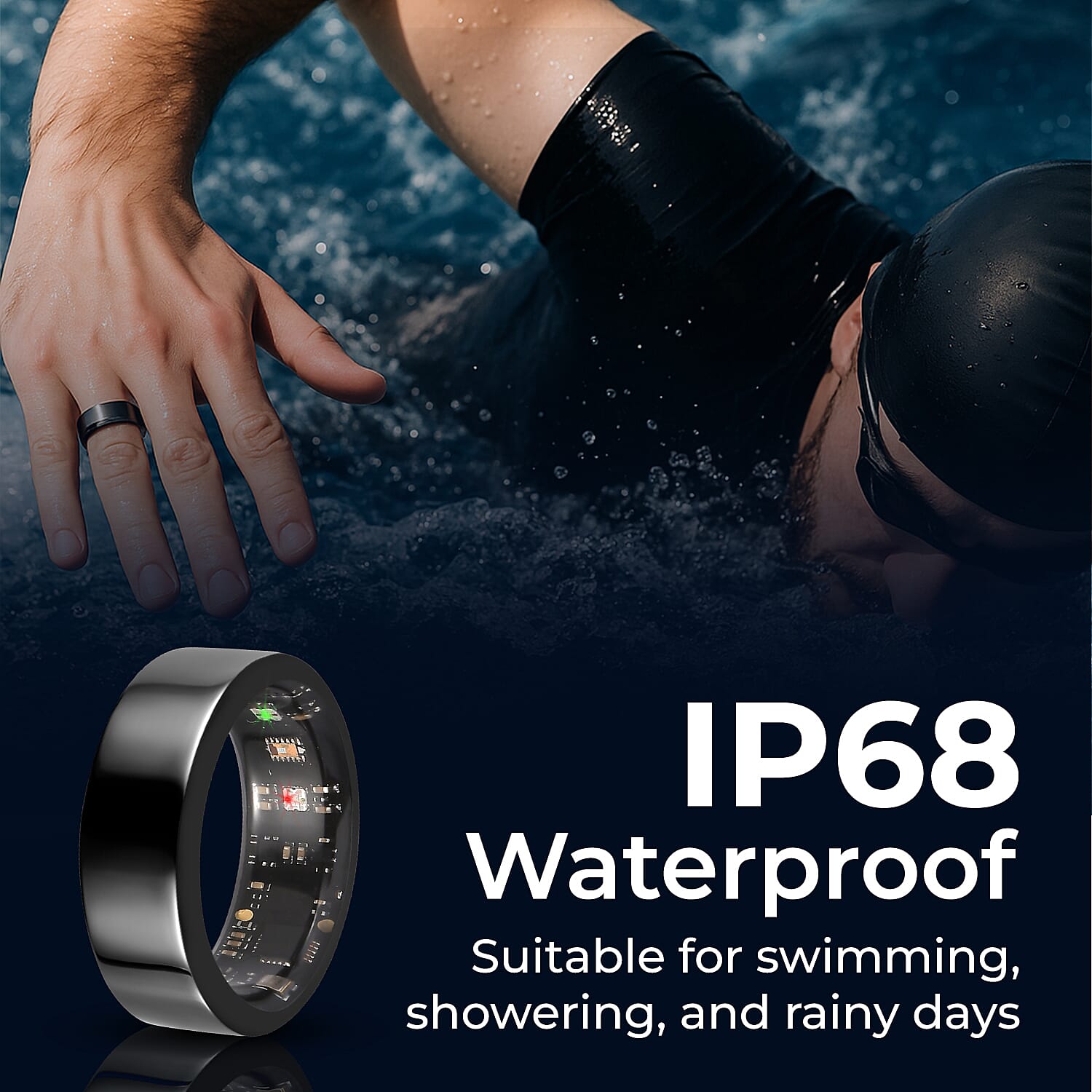 Soul Smart V1 Stainless Steel Smart Ring â€“ Black Tone, IP68 Waterproof, Health &amp; Fitness Tracker with Heart Rate, Sleep &amp; Activity Monitoring, 7-10 Days Battery, Compatible with iOS and Android devices V32518042 4