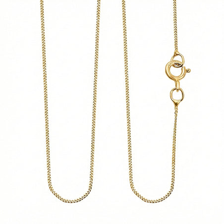 9K Gold 0.6 MM Curb Chain with Spring Ring Clasp 18 Inch Diamond-Cut 8104699 1