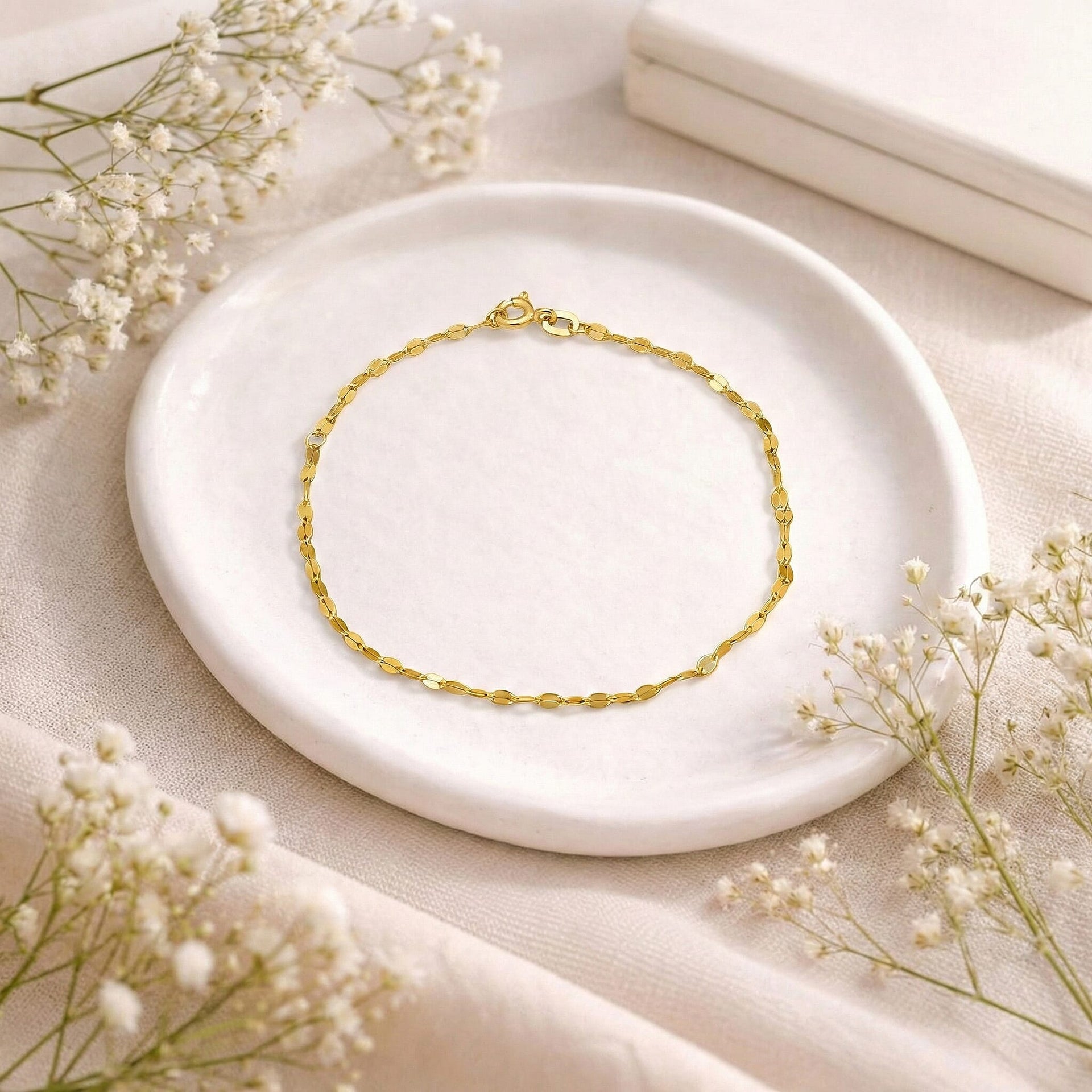 9K Gold 1.8 MM Bracelet with Spring Ring Clasp 6.25"-7.5 Inch Polished, 0.47 Gms 8104733 1