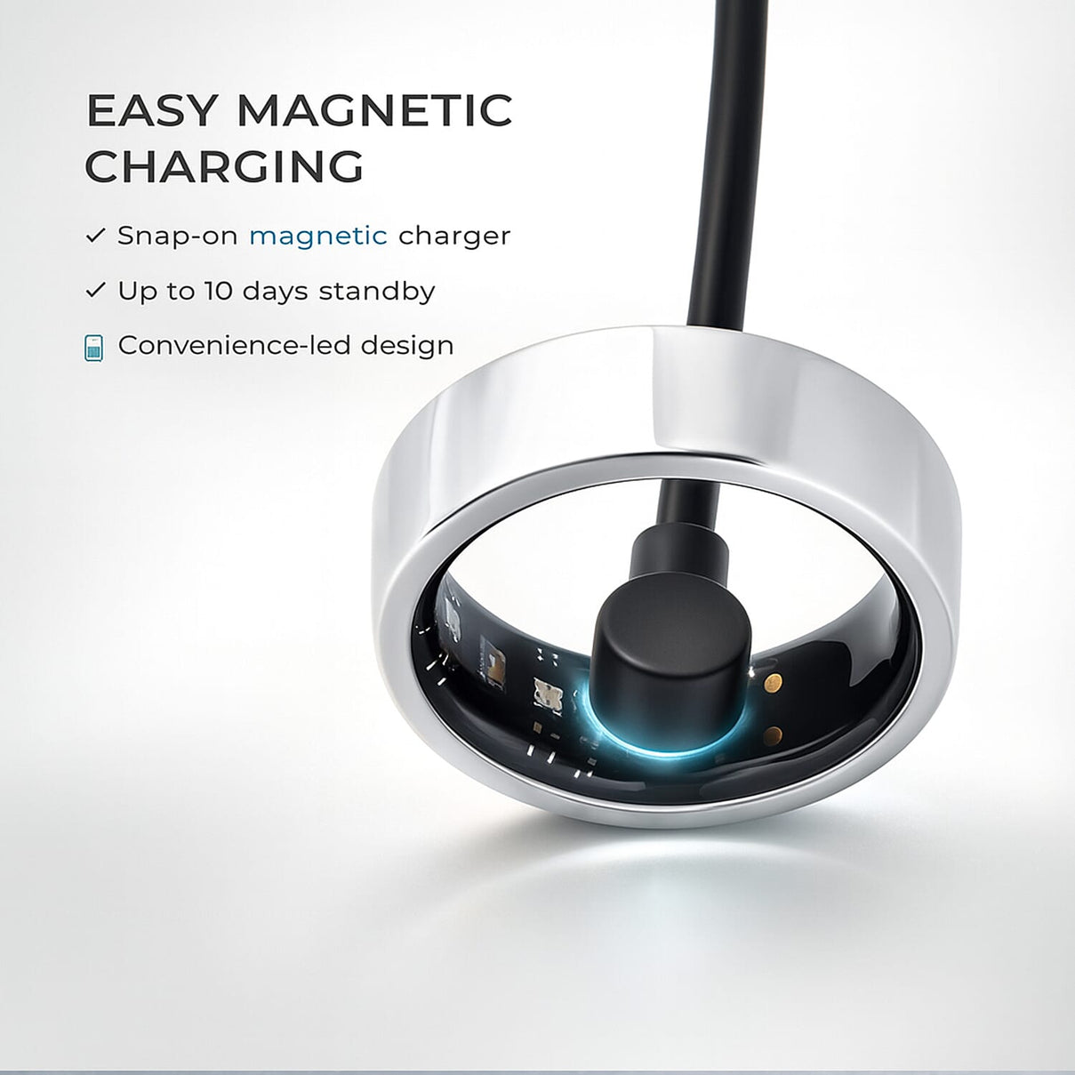 Soul Smart V1 Smart Ring - Stainless Steel Fitness Tracker with Heart Rate, SpO2, Sleep Monitor, Bluetooth 5.1, IP68 Waterproof, Magnetic Charging 8133593 5