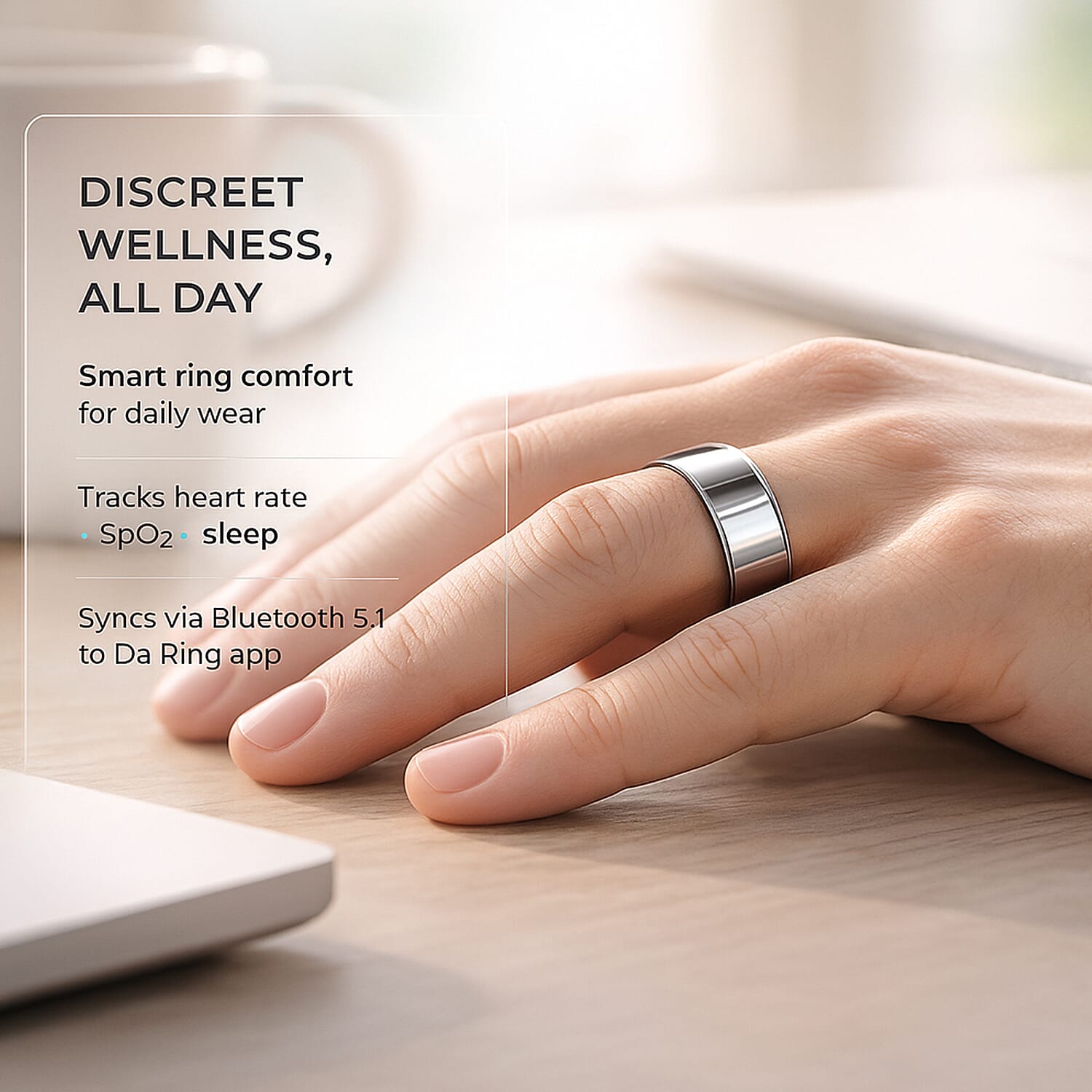 Soul Smart V1 Smart Ring - Stainless Steel Fitness Tracker with Heart Rate, SpO2, Sleep Monitor, Bluetooth 5.1, IP68 Waterproof, Magnetic Charging 8133593 6