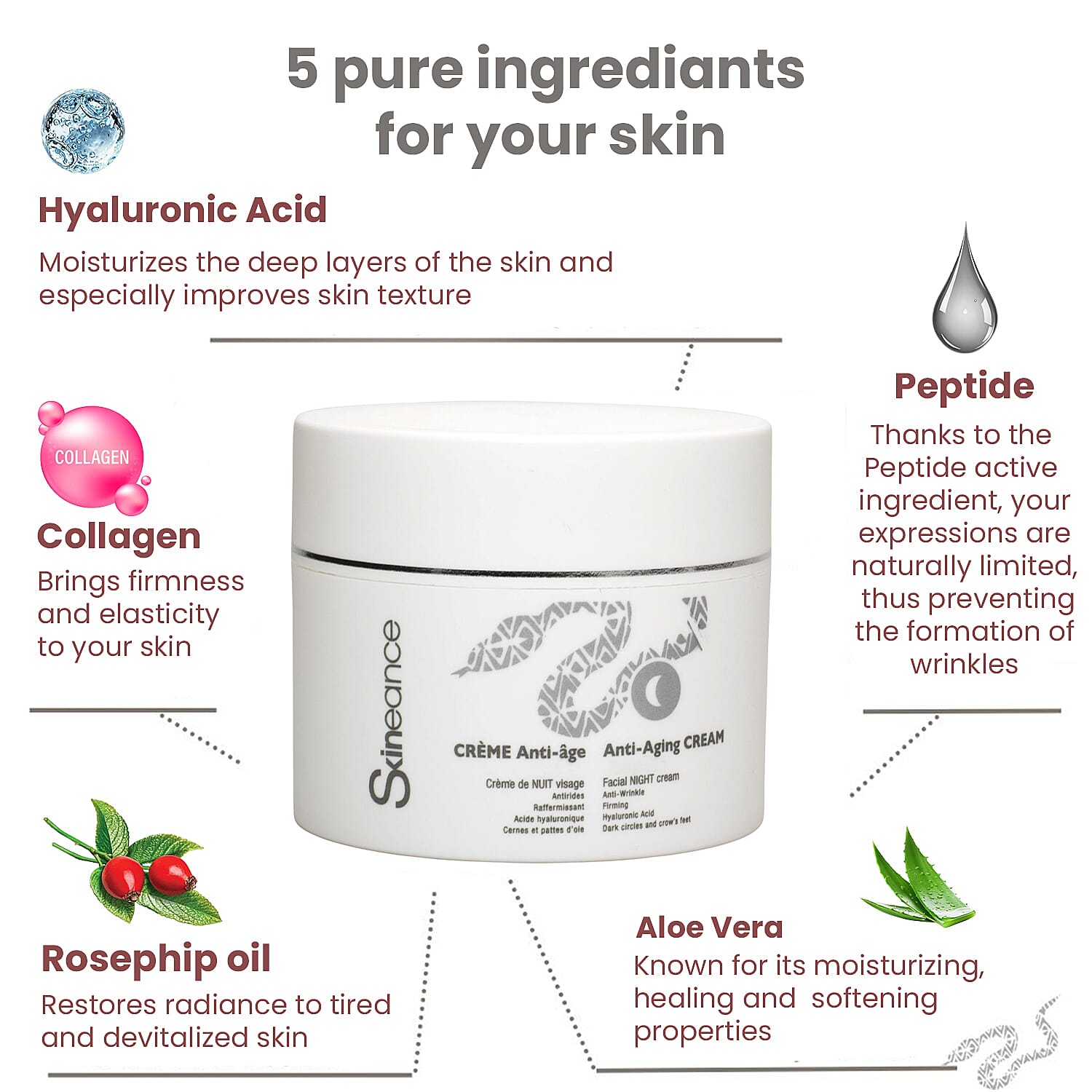 SKINEANCE Snake Venom Anti-Ageing Night Cream 50ml 8149125 1