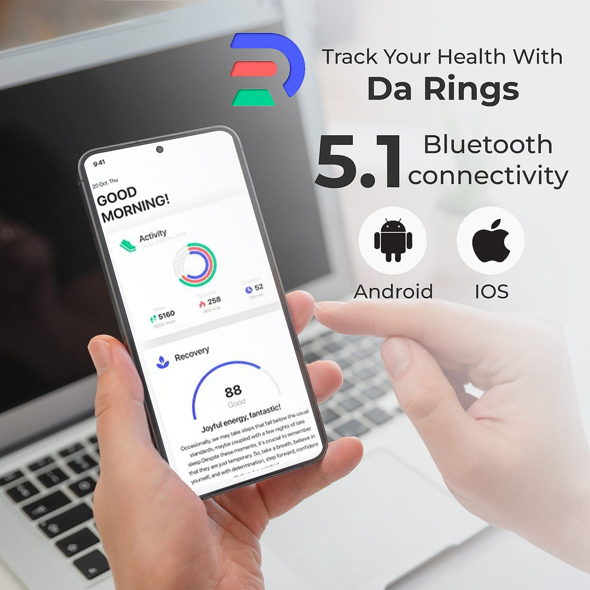 Soul Smart V1 Stainless Steel Smart Ring â€“ Gold Tone, IP68 Waterproof, Health &amp; Fitness Tracker with Heart Rate, Sleep &amp; Activity Monitoring, 7-10 Days Battery, Compatible with iOS and Android devices 8151887 7