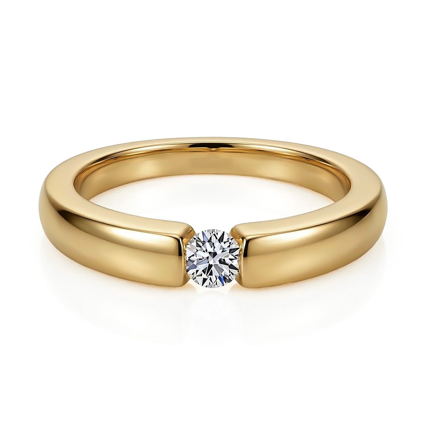 LUXURIANT Lab Grown Diamond Solitaire Ring in 18K Vermeil Yellow Gold Plated Sterling Silver SI/GH 8162198 0