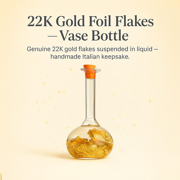 22K Gold Foil Flakes in Vase-Shaped Bottle 8169026 2