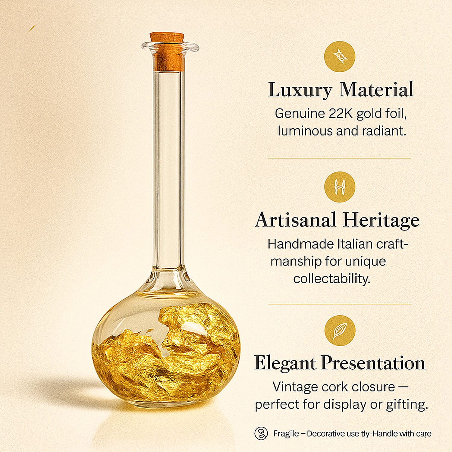 22K Gold Foil Flakes in Vase-Shaped Bottle V32522439 2