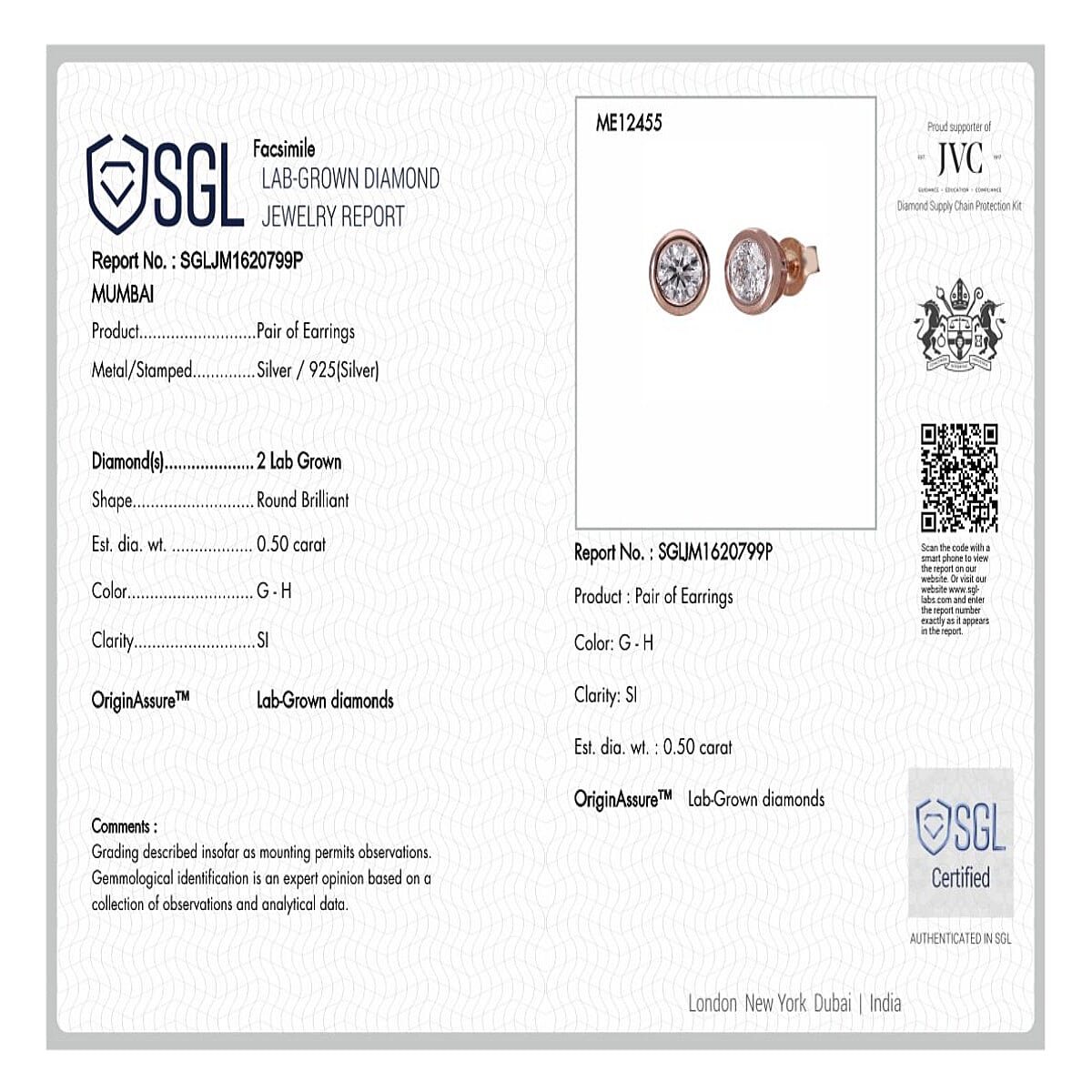 LUXURIANT 1 Ct. Bezel-Set Lab Grown Diamond Earring with Push Back in Vermeil Rose Gold Plated Sterling Silver 8170882 6
