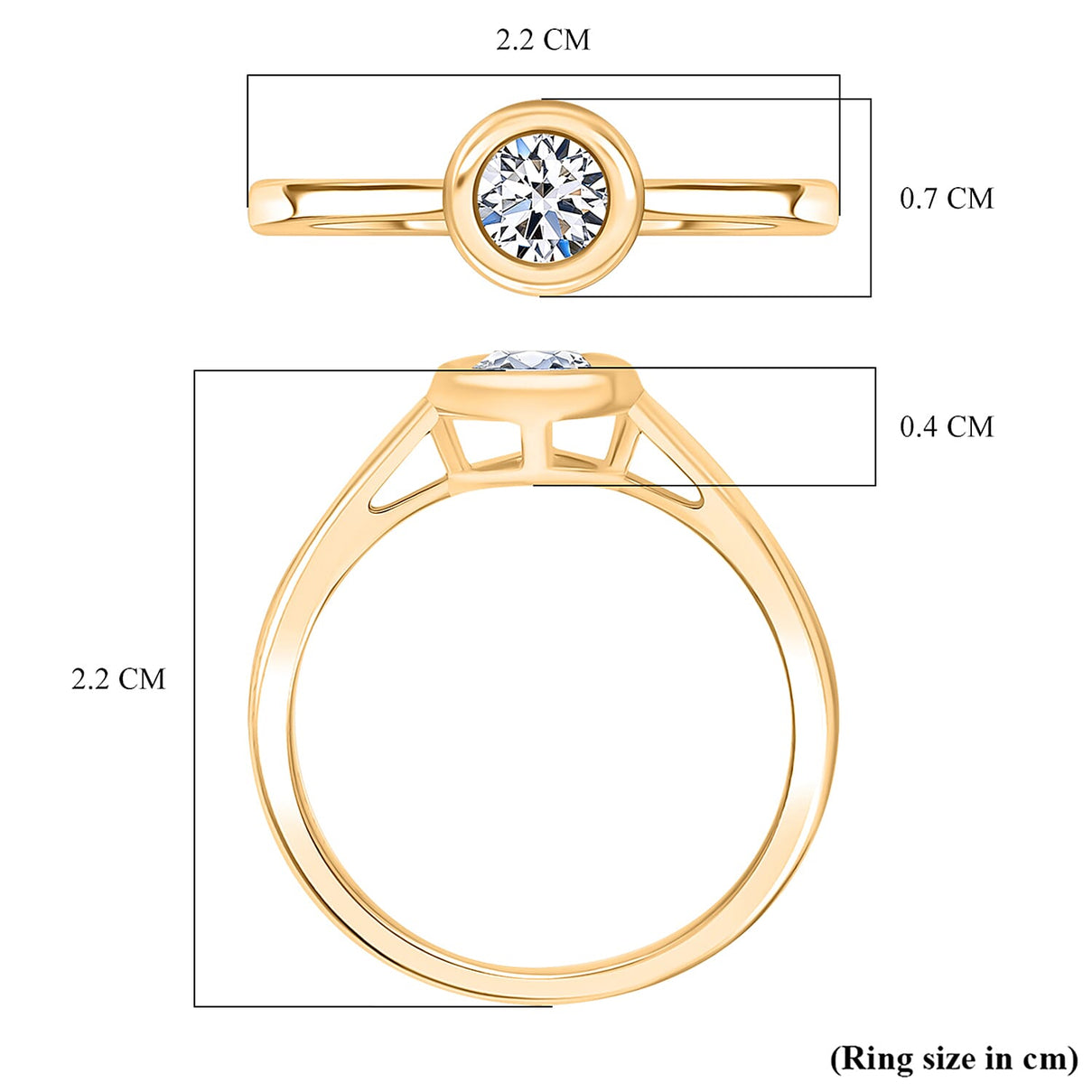 LUXURIANT 0.5 Ct.Bezel-Set Lab Grown Diamond (SI-GH) Solitaire Ring in Vermeil Yellow Gold Plated Sterling Silver SGL Certified 8170905 7