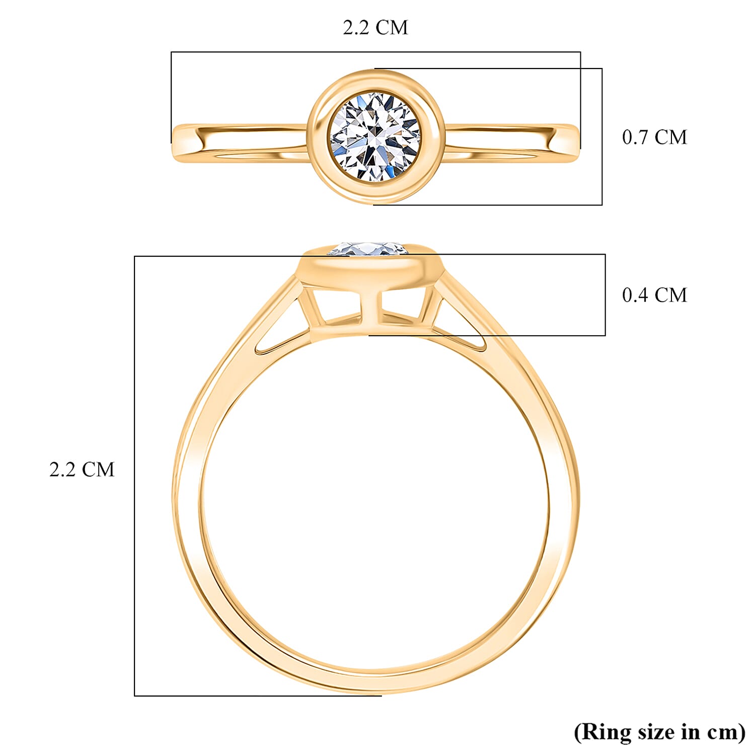 LUXURIANT 0.5 Ct.Bezel-Set Lab Grown Diamond (SI-GH) Solitaire Ring in Vermeil Yellow Gold Plated Sterling Silver SGL Certified 8170905 7