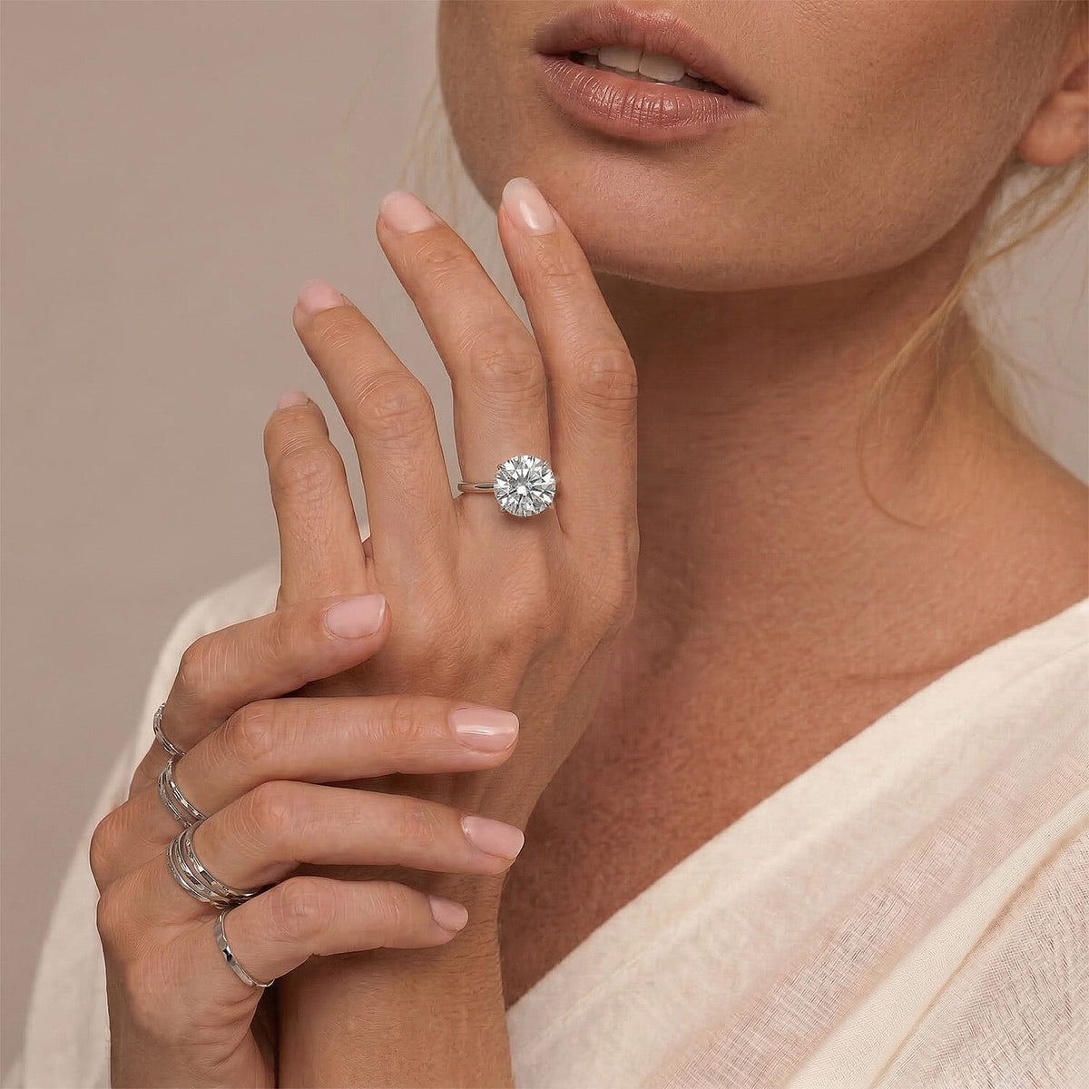 LUXURIANT 3 Ct. Lab Grown Diamond Solitaire Ring in 14K White Gold EF, VS 8178951 3