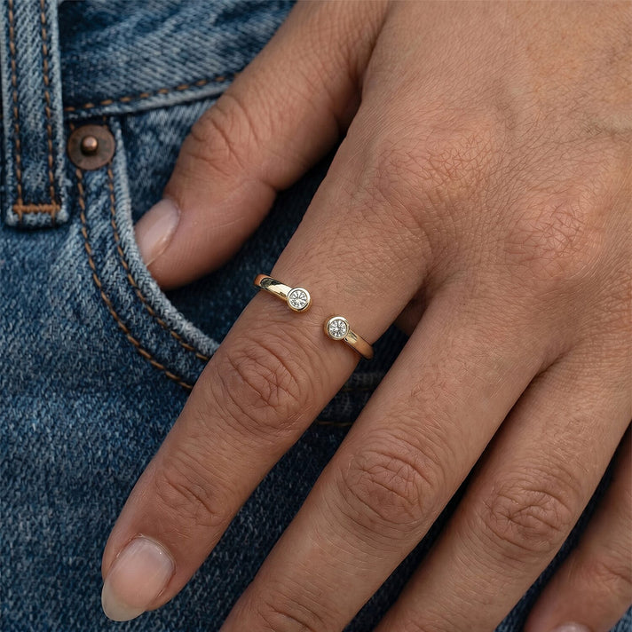 LUXURIANT Lab Grown Diamond Open Thumb Ring in 18K Vermeil Yellow Gold Over Sterling Silver (SI-GH) 8181045 2