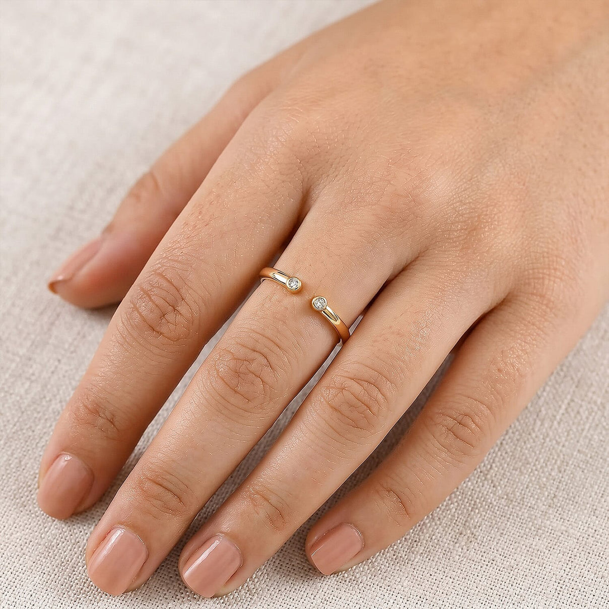 LUXURIANT Lab Grown Diamond Open Thumb Ring in 18K Vermeil Yellow Gold Over Sterling Silver (SI-GH) 8181045 5