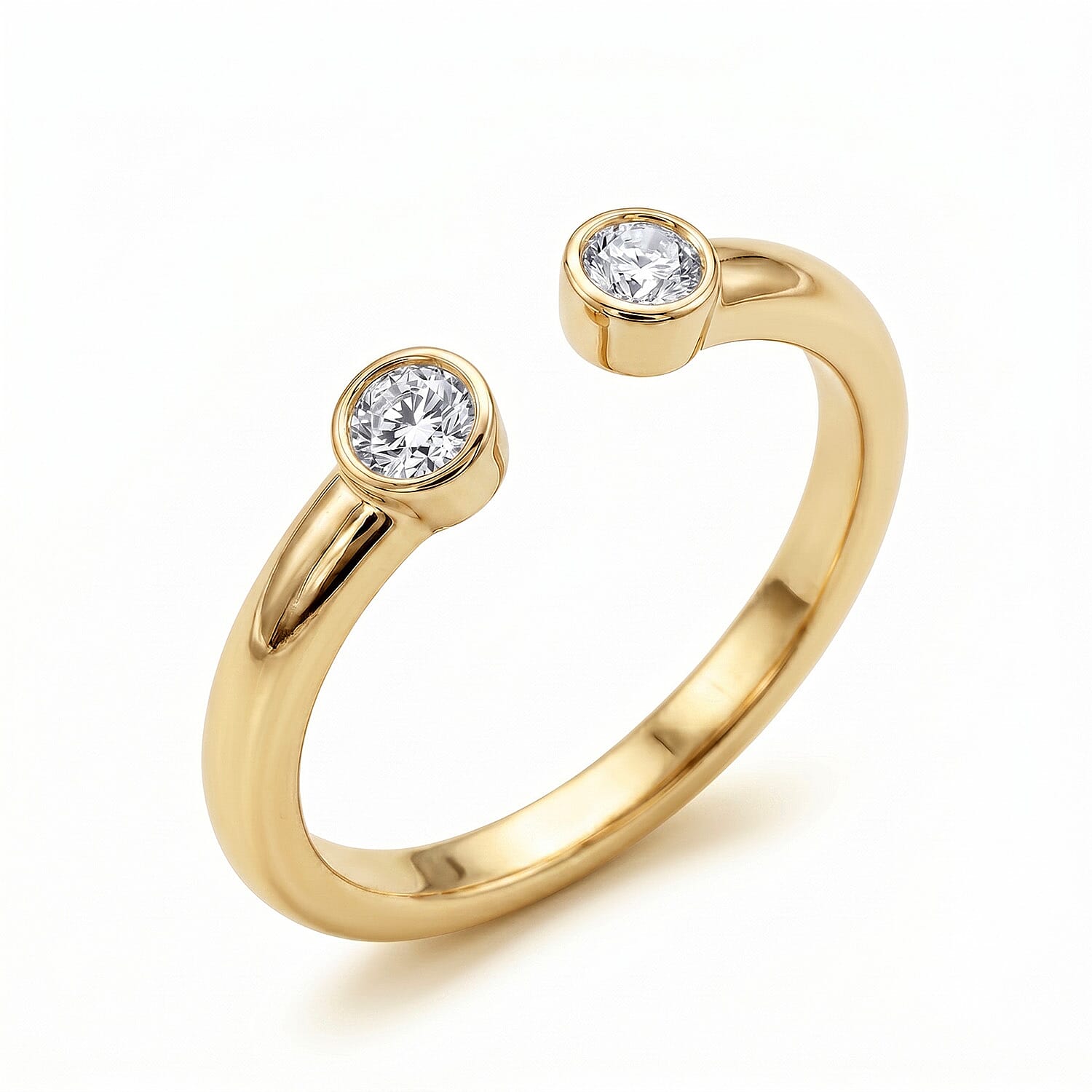 LUXURIANT Lab Grown Diamond Open Thumb Ring in 18K Vermeil Yellow Gold Over Sterling Silver (SI-GH) 8181045 6