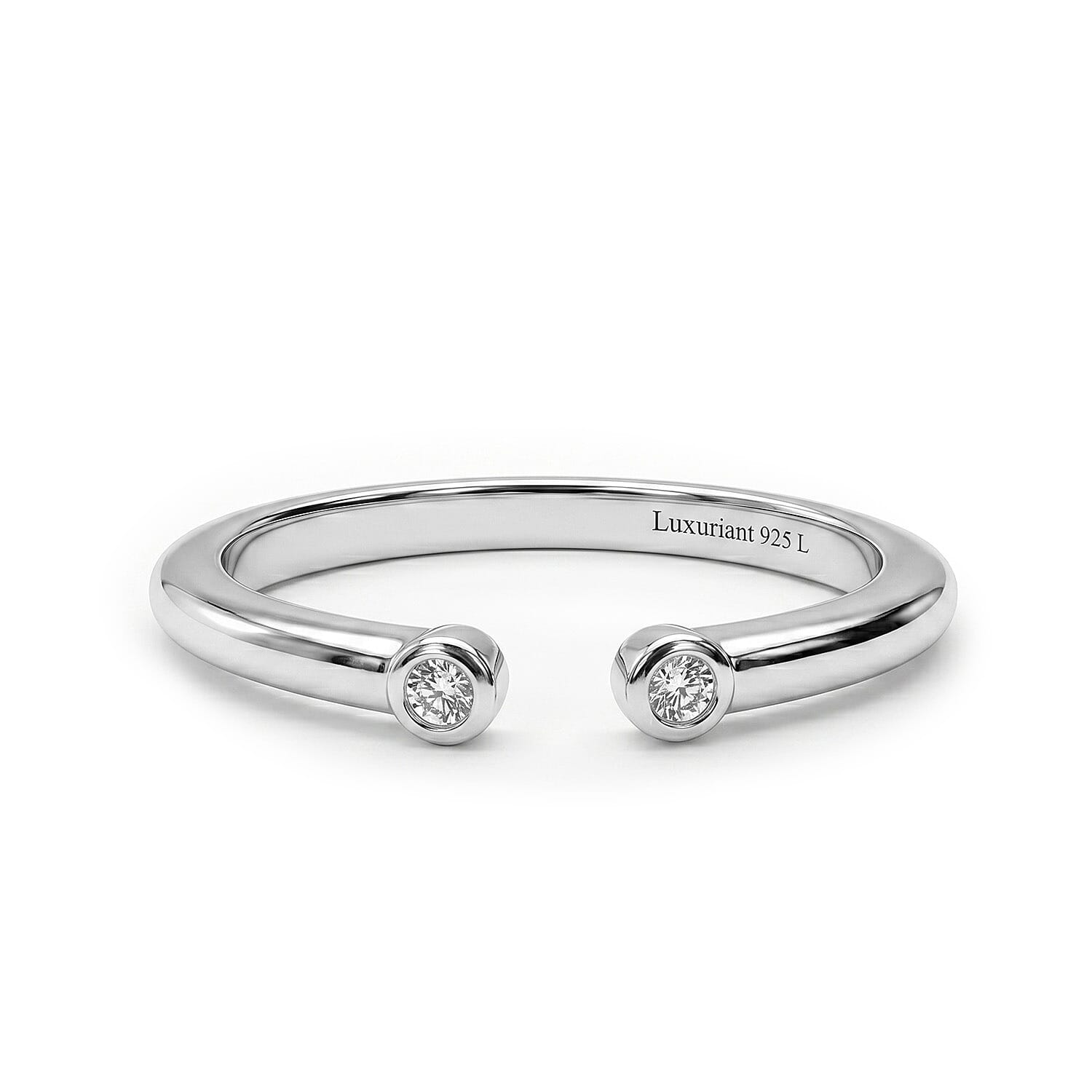 LUXURIANT Lab Grown Diamond Open Thumb Ring in Rhodium Overlay Sterling Silver (SI-GH) 8181054 0