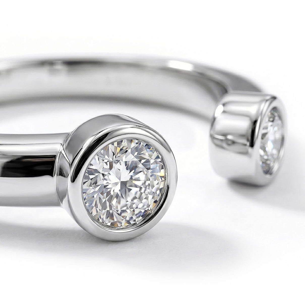LUXURIANT Lab Grown Diamond Open Thumb Ring in Rhodium Overlay Sterling Silver (SI-GH) 8181054 3