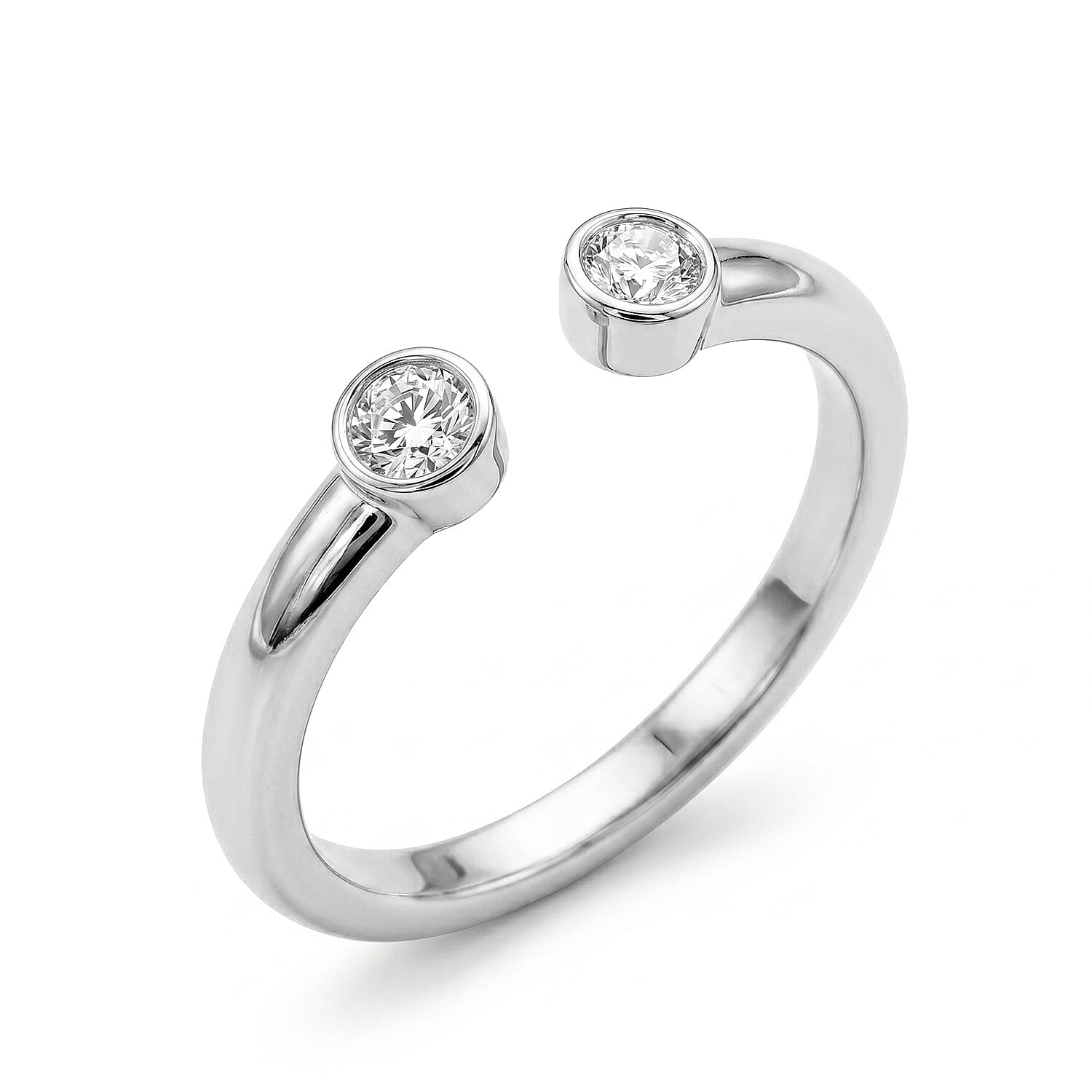 LUXURIANT Lab Grown Diamond Open Thumb Ring in Rhodium Overlay Sterling Silver (SI-GH) 8181054 5