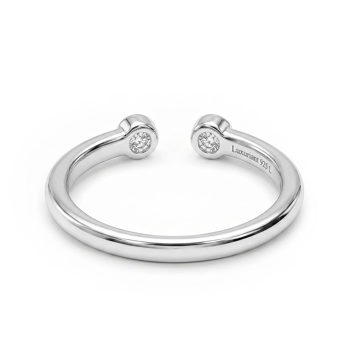 LUXURIANT Lab Grown Diamond Open Thumb Ring in Rhodium Overlay Sterling Silver (SI-GH) 8181054 6