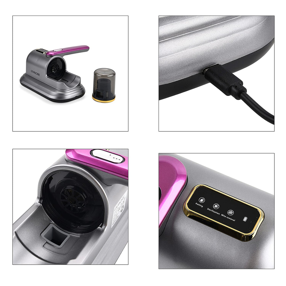 Livmore Cordless UV Bed Vacuum Cleaner - Removes Dust, Pollen, Pet Dander, Mites and Bugs for Beds, Sofas, Carpets and Fabrics V32537688 6