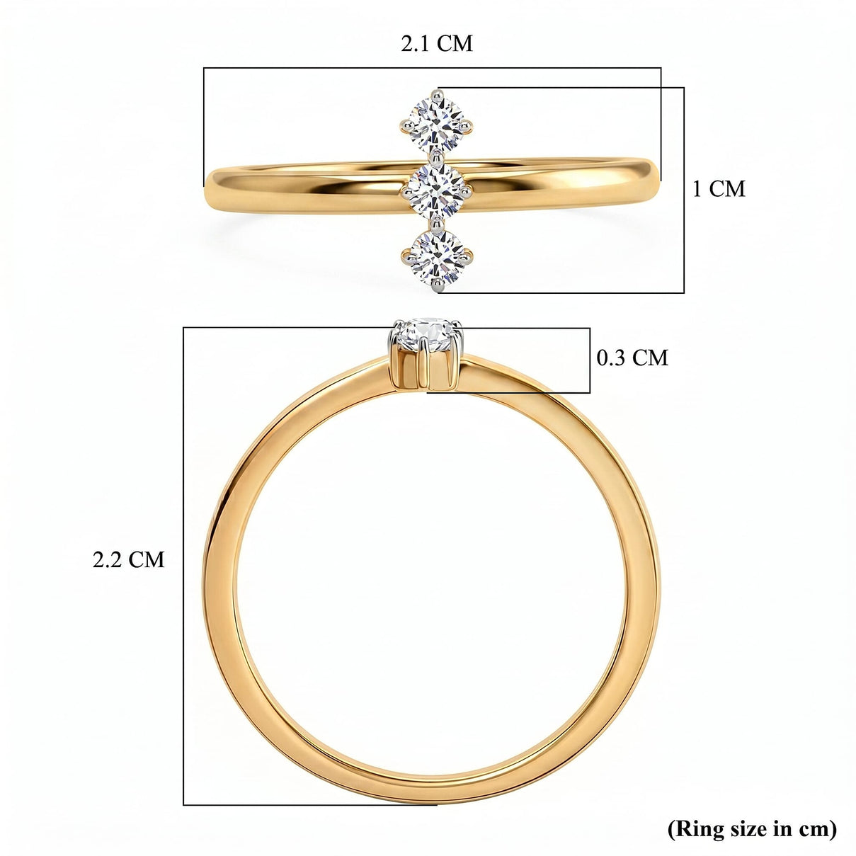LUXURIANT Lab Grown Diamond 3-Stone Ring in 18K Vermeil Yellow Gold Over Sterling Silver (SI-GH) 8182360 7