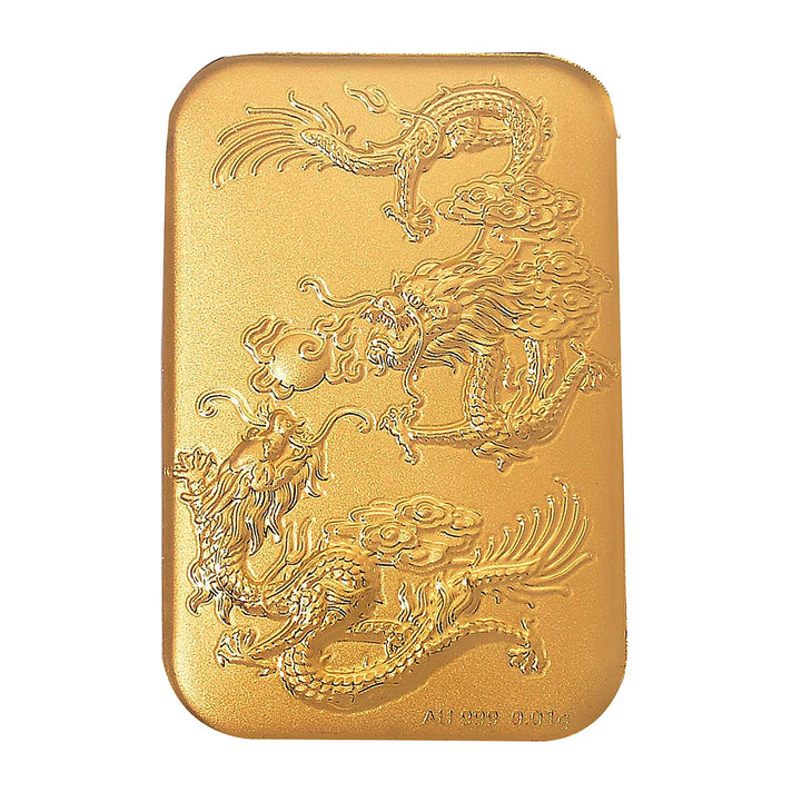 24K Yellow Gold (99.99% Purity) Dragon and Phoenix Embossed Collectable 8185328 1