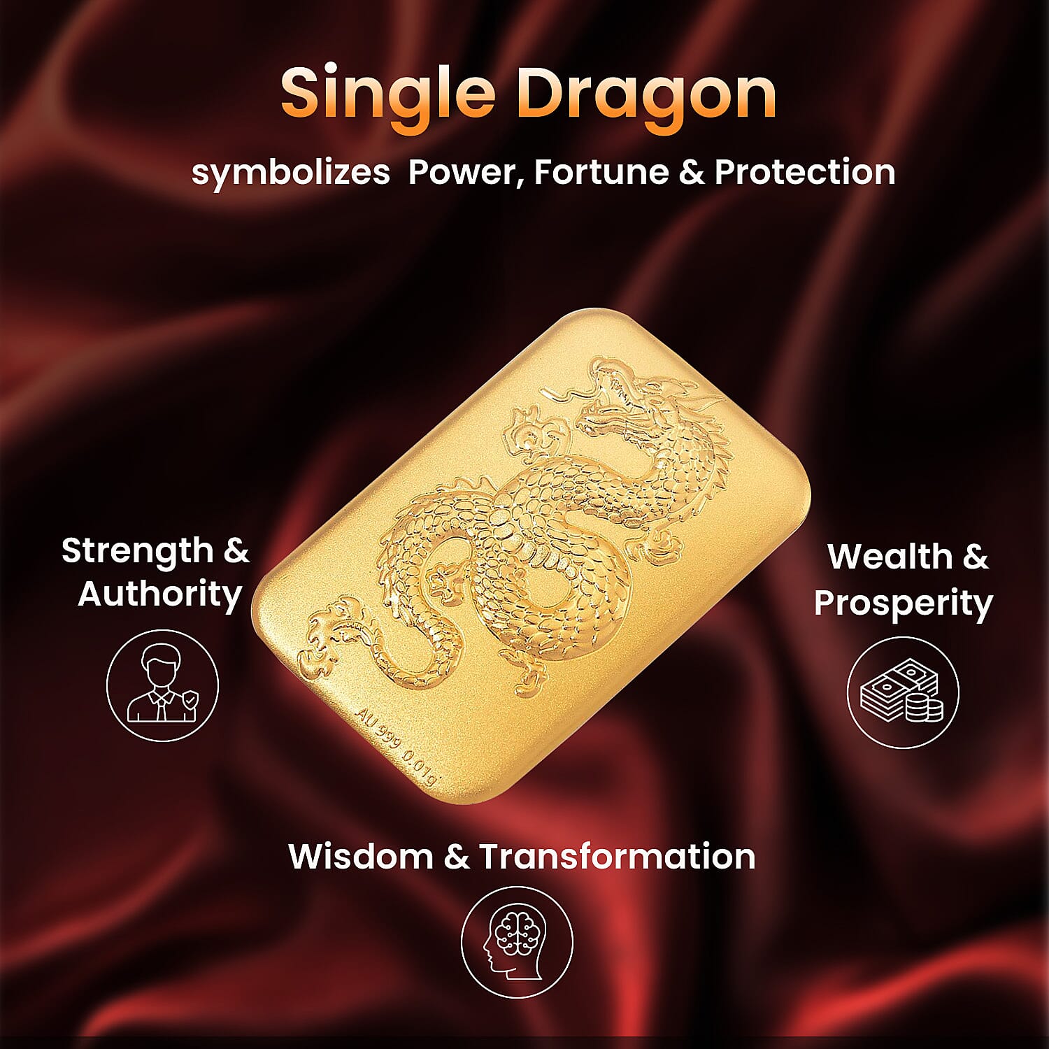 24K Yellow Gold Single Dragon Embossed Collectable 8185339 2