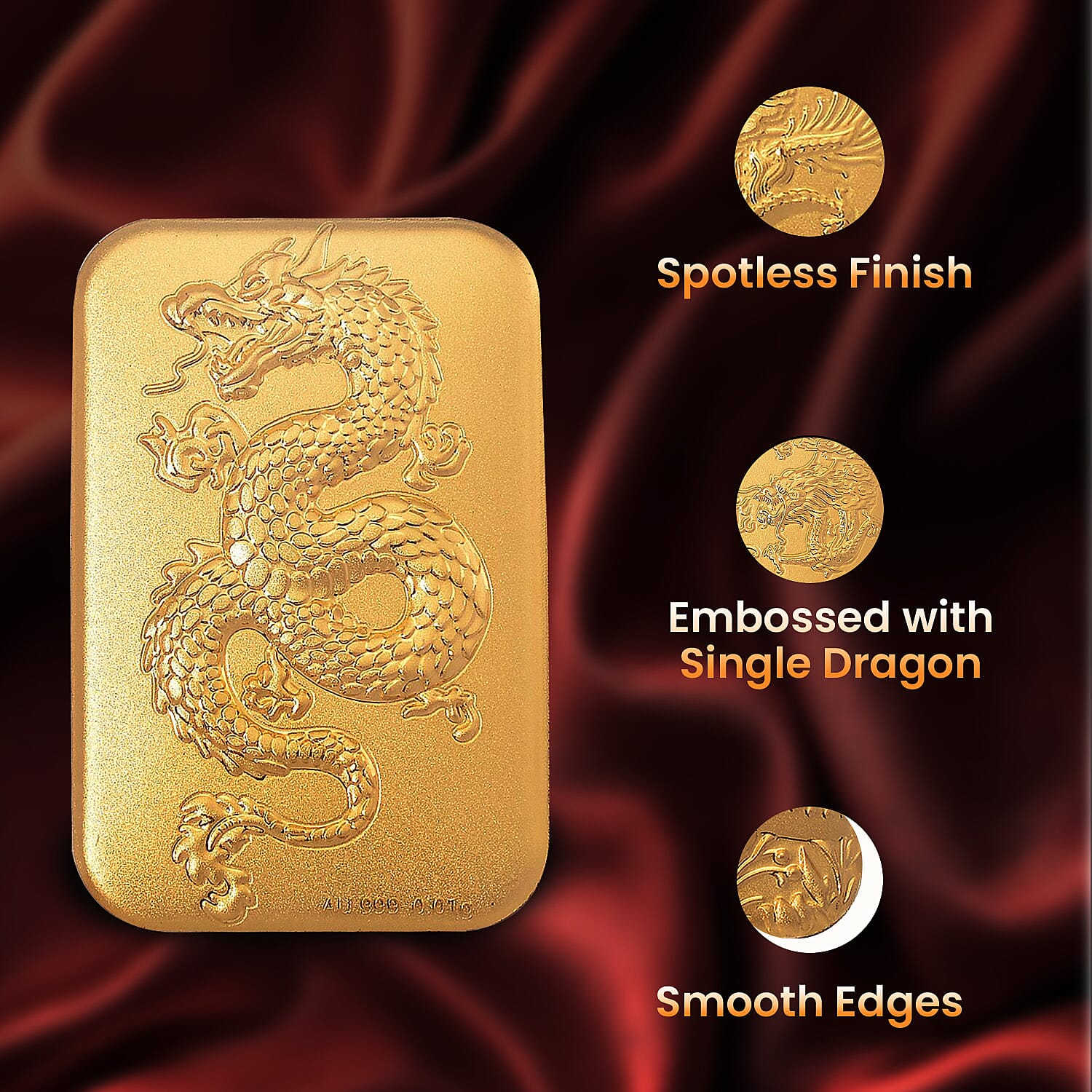 24K Yellow Gold Single Dragon Embossed Collectable 8185339 4