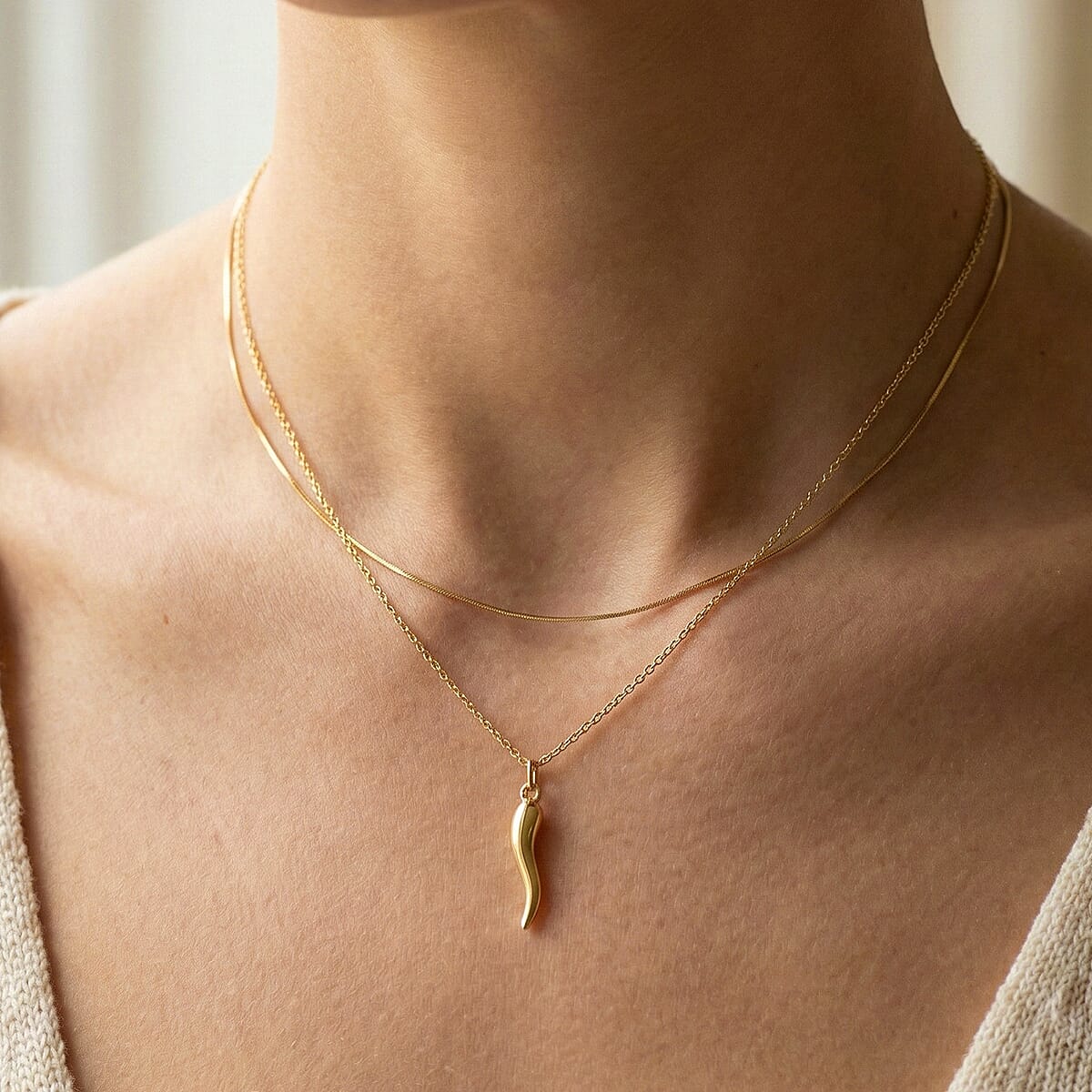 Maestro Collection 9K Yellow Gold Chilly Charm Necklace (Size - 20) with Spring Ring Clasp 8189631 1