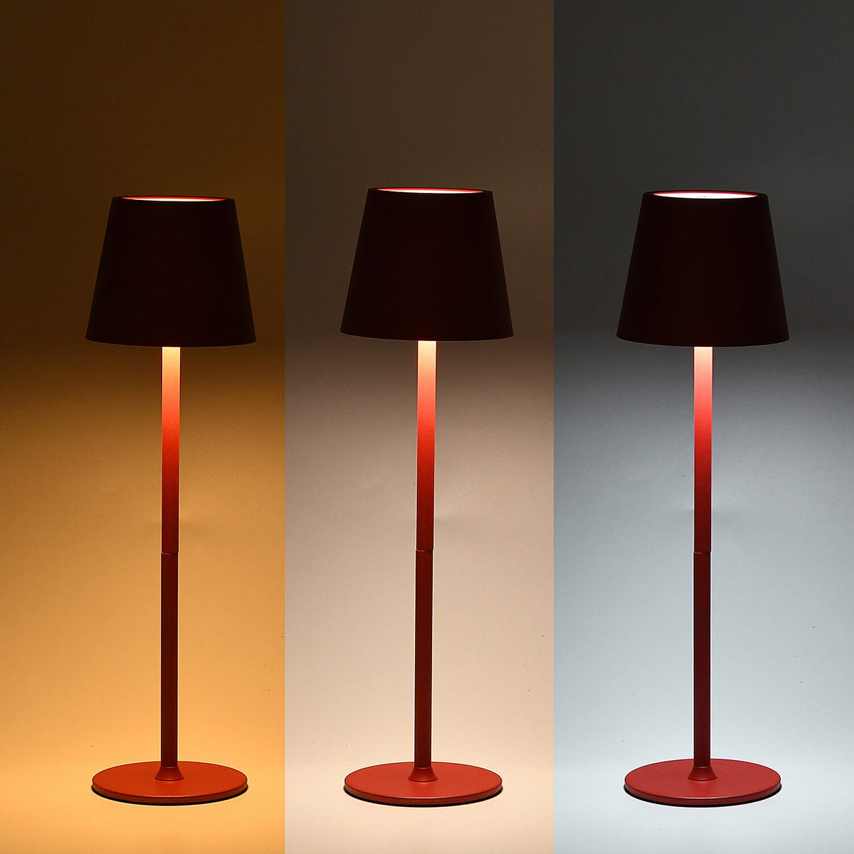 LIVMORE Rechargable Table Lamp With Warm, Natural &amp; Cool Lights (1200mAh Battery) - Red 8195256 7