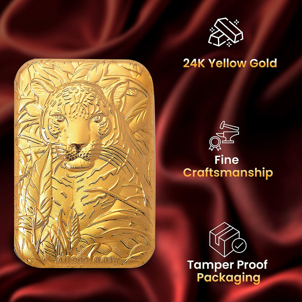 24K Yellow Gold (99.9% Purity) Leopard Embossed Collectable 8196987 4