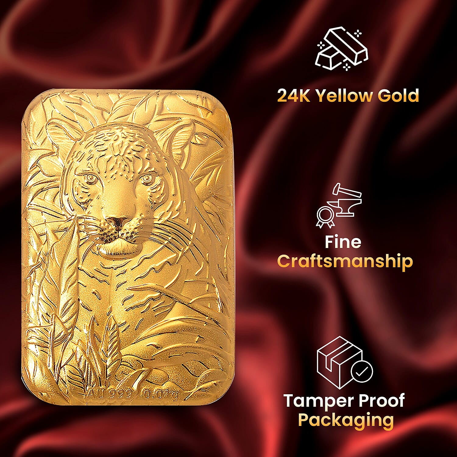24K Yellow Gold (99.9% Purity) Leopard Embossed Collectable 8196987 4